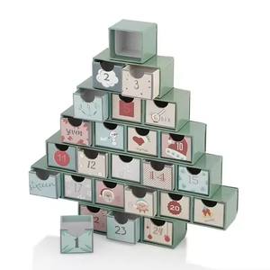Caja de <span class=keywords><strong>Calendario</strong></span> de Adviento con Forma de Árbol de Navidad, Cajas de Regalo de Cartón Personalizadas con 24 Cajones - Product Image 3