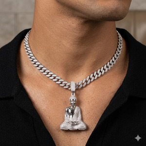 Colgante de Plata de Ley 925 con Moissanita y Diamantes, Diseño de Buda, Estilo Hip Hop Religioso Premium, Joyería Personalizada para Hombre - Product Image 2
