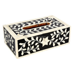 อินเดียแฮนด์เมดบทความใหม่ฝังกระดูกลายดอกไม้คุณภาพดีที่สุดและกล่องกระดาษทิชชูสําหรับบ้านและสํานักงานร้านอาหาร - Product Image 1