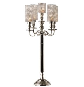 เชิงเทียนคริสตัลสีเงินหรูหราเชิงเทียนโลหะสำหรับงานแต่งงานและของตกแต่งคริสต์มาส - Product Image 1