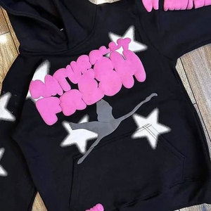 Sudadera Deportiva Extra Grande con Estampado de Letras en la Espalda, Unisex, de Forro Polar, Cuello Redondo, Manga Regular, Estilo Otoñal - Product Image 3
