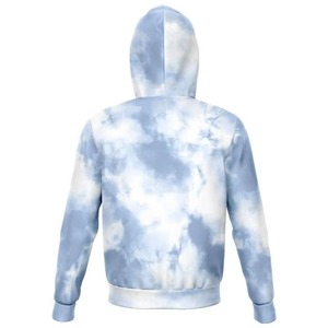 เสื้อฮู้ดซิปแบบยูนิเซ็กซ์สีฟ้าลายเมฆพิมพ์ลายทั้งตัวแบบ Sublimation เสื้อสเวตเชิ้ตซิปเต็มตัวลายท้องฟ้า รับผลิตตามแบบ (OEM) ขายส่ง - Product Image 2