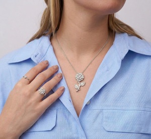 ลดกระหน่ำสร้อยคอจี้ดอกกุหลาบสร้อยคอโซ่หลายชั้นสร้อยคอเพชรสำหรับปลูกในห้องปฏิบัติการเครื่องประดับทองแข็ง14K สำหรับของขวัญผู้หญิง - Product Image 6