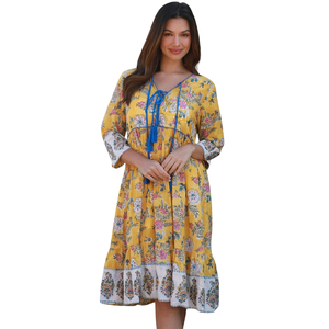 Vestido mini estampado para mujer con cuello cuadrado y corte en A - Product Image 3
