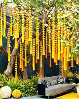 Guirlandes de boules en soie multicolores décoratives, légères et durables, faites à la main en Inde, pour mariage, Mehndi, Sangeet