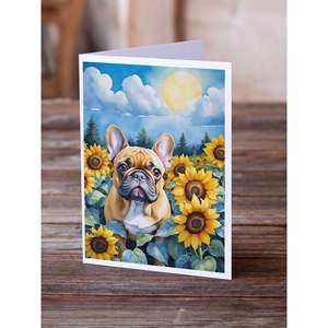 Bulldog francés caprichoso en girasoles A7 tamaño 5x7 tarjetas de notas en blanco Paquete de 8 con sobres para saludos - Product Image 2