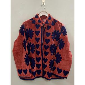 Hand Embroidered <b>Velvet</b> Knitted Cotton <b>Jacket</b> <b>Women</b> Mandarin Collar Full Sleeve Floral Pattern Open Front Prairie Winter/Spring - Product Image 6