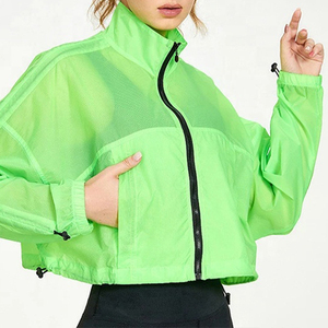 Sporty <b>Womens</b> Autumn/Winter Cropped Printed Breathable Quick Dry <b>Lightweight</b> Waterproof Windbreaker Reversible Bomber <b>Jacket</b> - Product Image 1