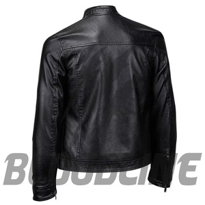 เสื้อแจ็คเก็ตหนัง PU สีดำสำหรับผู้ชาย แบรนด์ BLOODLINE ทรงเข้ารูป คอตั้ง ปิดด้วยซิป เหมาะสำหรับใส่ในฤดูใบไม้ร่วง - Product Image 6