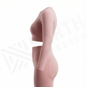 Traje de Yoga para Mujer Tallas Grandes con Cinturón de Encaje Lavado a Color Personalizado, Conjunto Deportivo de Dos Piezas de Secado Rápido y Transpirable con Sujetador Deportivo - Product Image 3