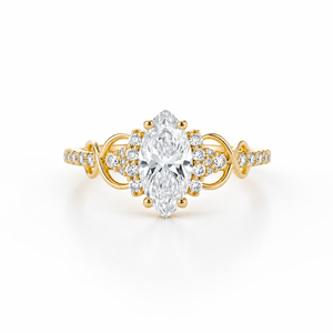 แหวนหมั้นเพชรทรงมาร์คีส์ ทองคำขาว 14K ลายฉลุวินเทจ น้ำหนัก 1.50 กะรัต เพชรเพาะเลี้ยงในห้องปฏิบัติการ เครื่องประดับเจ้าสาวสำหรับเธอ - Product Image 3