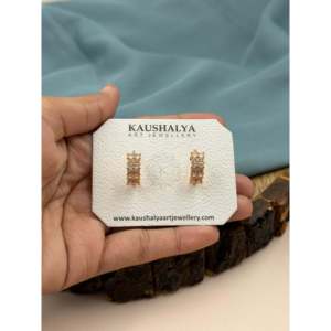 Fashion Clip-On <b>Earrings</b>-Bryce Rose Gold Indian Ethnic Artificial Jewellery - Product Image 2