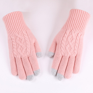 Women’s Thermal Winter Warm <b>Gloves</b> <b>Wool</b> Acrylic Cable Knit Touchscreen Elastic Wrist-Length - Product Image 5