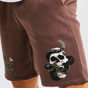 <b>Men</b> Brown <b>Bermuda</b> <b>Shorts</b> Skull Embroidery Mid Waist Cotton Casual Style Breathable <b>Men</b> <b>Shorts</b> - Product Image 6