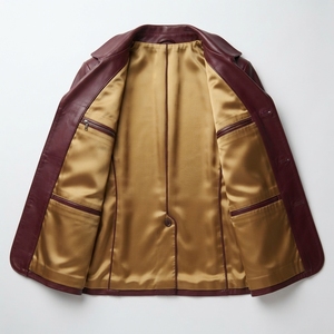 Men's Casual <b>Leather</b> <b>Blazer</b> <b>Jacket</b> Long Sleeve Outerwear Private Label Manufacturer - Product Image 3