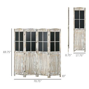 Divisorio per Stanza Stile Fattoria a 4 Pannelli, Alto 1,70 m, Portatile, in Legno, con Pannelli Neri, Design Autoportante con Cerniere - Product Image 3