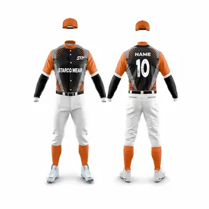 Ensemble uniforme de baseball pour hommes, maillot et pantalon sublimés, manches longues, évacuation de l'humidité, vêtements d'équipe toutes saisons - Product Image 6