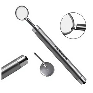 Miroir buccal dentaire avec poignée couleur argent clair, en acier inoxydable, instrument de diagnostic oral pour dentiste, chirurgical - Product Image 1