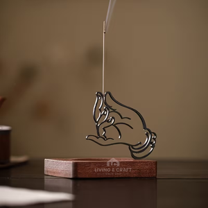Porte-encens créatif en bois de qualité supérieure avec cendrier en métal, brûleur d'encens pour aromathérapie, décoration d'intérieur, article cadeau - Product Image 4