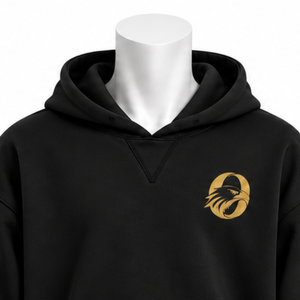Sudadera con capucha negra para hombre con bordado en el borde, estilo oversize, de forro polar, con bolsillo canguro, informal, para invierno, estilo urbano. - Product Image 3