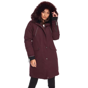 Women Long Winter Parka Jacket With <b>Fur</b> Trim Hood Quilted Thick Windproof Full Sleeve Solid Color Patch Pocket Single Breasted - Product Image 4