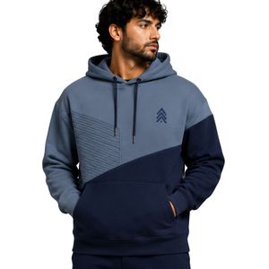 Sweat à capuche personnalisé pour homme, bleu marine, en molleton de coton épais, color block, brodé, style streetwear, fabrication OEM sous marque privée - Product Image 1