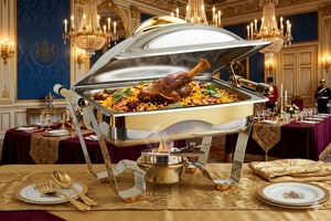 Affordable Stainless Steel Chafing Dish Piece <b>Buffet</b> Food <b>Warmer</b> with Glass Lid At Best Price - Product Image 2
