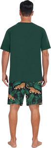 Conjunto de Shorts de Punto con Estampado Animal para Hombre, Talla Grande, Estilo Casual de Verano, Camiseta con Logotipo Frontal y Shorts con Estampado de Leopardo Verde - Product Image 2