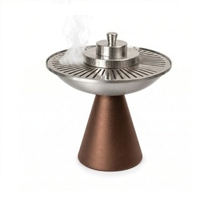 Quemador de incienso de piedra de Marquina negra pulida con vetas – Soporte para Bakhoor de acero inoxidable con patrón radial - Product Image 3