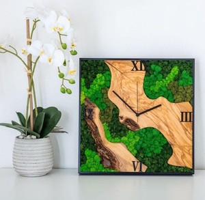 Moss <b>Square</b> Creek Rustic Wood Clock Timber Trail Nature Clock Verdant Riverwood Wall Clock Forest Path Handmade Clock Timber - Product Image 1