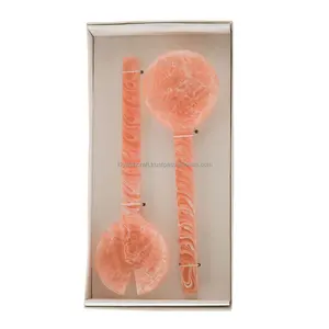 Juego de herramientas para ensalada de resina de remolino blanco, ensaladera grande con cuchara, tenedor, vajilla para uso doméstico o hotelero - Product Image 2