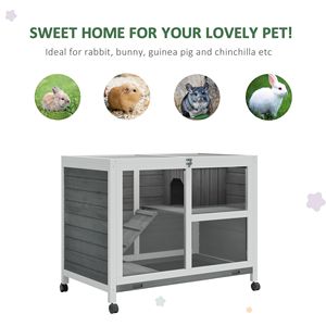 Enclos extérieur pour lapins en bois massif, cage pour animaux de compagnie intérieure/extérieure avec espace de couchage principal et zone de jeux - Product Image 4