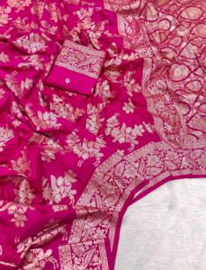 Sari en soie Khadi pure et douce RN, tissage complet, avec blouse à motif code-barres, Sari indien traditionnel pour mariage et fêtes nuptiales - Product Image 2