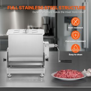 Miscelatore Manuale per Carne in Acciaio Inox da 30L con Vasca Inclinabile, Attrezzatura per Lavorazione Carni (Max 30LBS di Carne), Usato per Miscelare Salsicce - Product Image 5
