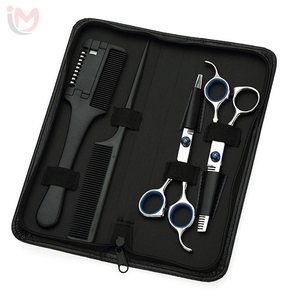 Étui en cuir noir professionnel de haute qualité pour kit de ciseaux de barbier, rasoir en acier inoxydable, ensemble de ciseaux à effiler et à couper pour salon de coiffure - Product Image 3