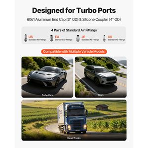 Tester di perdite Turbo Boost con cappuccio in alluminio 6061 da 4 e 3 pollici, adattatore manometro 0-30 PSI per il controllo della pressione del tubo di aspirazione dell'auto - Product Image 3