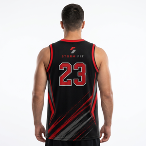 Maillot de basket sublimé Storm Fit pour homme, col en V, sans manches, anti-humidité, 100 % polyester, tenue d'équipe, numéro 23 - Product Image 2