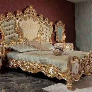 Cama King-Size Clásica de Madera de Teca, Juego de Tableros de Madera Maciza, Diseño Europeo Moderno, Diseño Chino, Sostenible, Cómoda, para Dormitorio, Hotel - Product Image 1