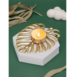 Golden Brass Candle Stand With <b>Butterfly</b> And Flower Design For Home Decoration - Product Image 2