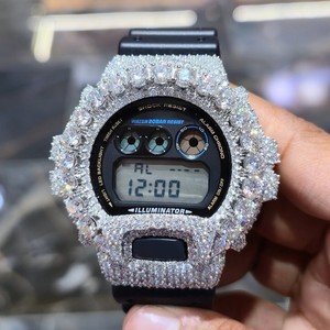Reloj Iced Out con Moissanita, Estilo Digital Analógico de Cuarzo Mecánico, Caja Redonda, Correa de Acero Inoxidable, Resistente al Agua - Product Image 1