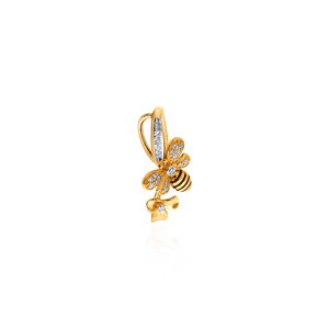 Pendentif en or jaune pour femme avec diamants, idéal pour un usage quotidien, diamants de laboratoire taille brillant ronde, breloques romantiques - Product Image 1