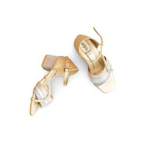 Sandalias de tacón dorado para niñas, estilo elegante KD9882 - Product Image 1