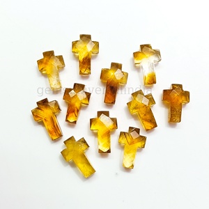 Perles en pierre naturelle de citrine sculptées en forme de croix sacrée, facettées, faites à la main, pour pendentifs et bijoux, breloques du Seigneur Jésus - Product Image 2