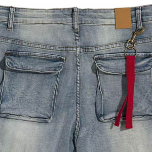 Pantalones Cortos de Mezclilla Cargo para Hombre, Desgastados, Azules, con Múltiples Bolsillos, Estilo Urbano, Hip Hop, con Dobladillo sin Rematar, Logotipo Personalizado, OEM, ODM - Product Image 6