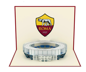 Roma Football Club 3D Pop-Up Stadium Greeting Card Matte Varnish Digital Printing Rectangle Shape - Product Image 1