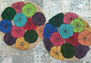 Hand Painted Jute Floral <b>Wall</b> <b>Plates</b> for Home Decor Handmade Decorative <b>Wall</b> Hanging Art - Product Image 6