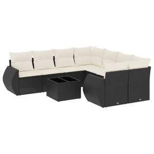 Conjunto de Sofás de Jardín de Poliratán Negro Resistente a los Rayos UV, Muebles de Exterior - Product Image 2