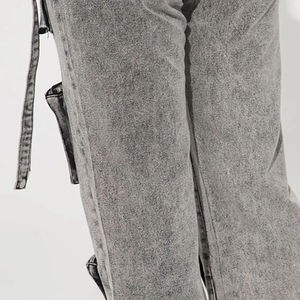 Wholesale <b>Mens</b> <b>Cargo</b> Jeans <b>Lightweight</b> Straight Leg Mid Rise Casual Utility <b>Trousers</b> Custom Wash ODM - Product Image 6