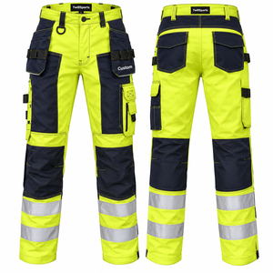 <b>Hi</b> <b>Vis</b> <b>Orange</b> Reflective Safety Work Pants Cotton Cargo Trousers with Multi Pockets for Construction Mining - Product Image 1