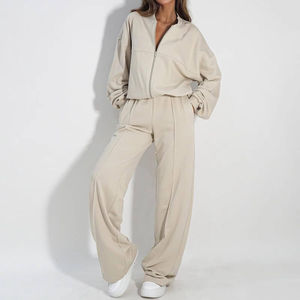 Ensemble sweat à capuche et jogging pour femme, personnalisé avec logo OEM, style décontracté et oversize, avec fermeture éclair, pour fabricants - Product Image 3